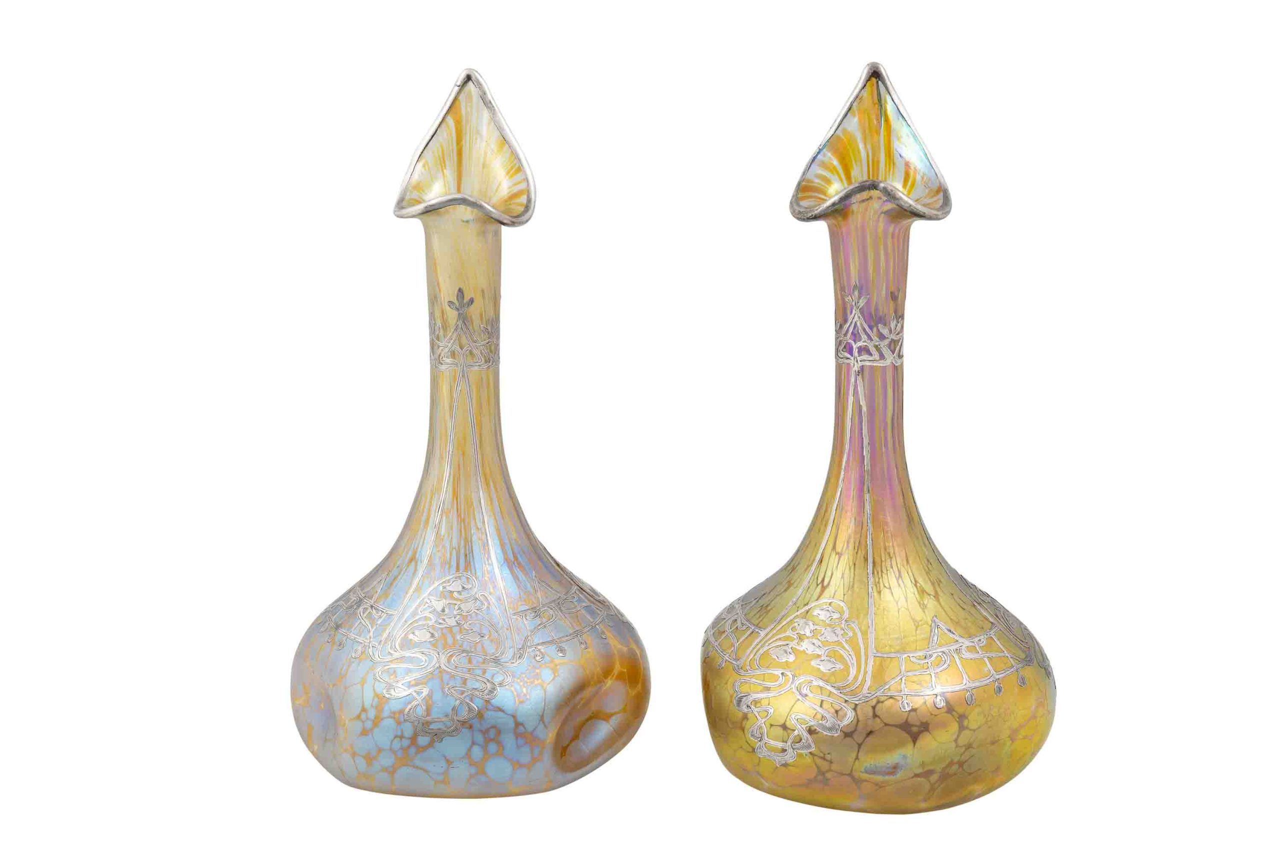 Grand vase en forme de coquille de conque Loetz Candia Papillon decor vers  1900 - XXe siècle - N.103679