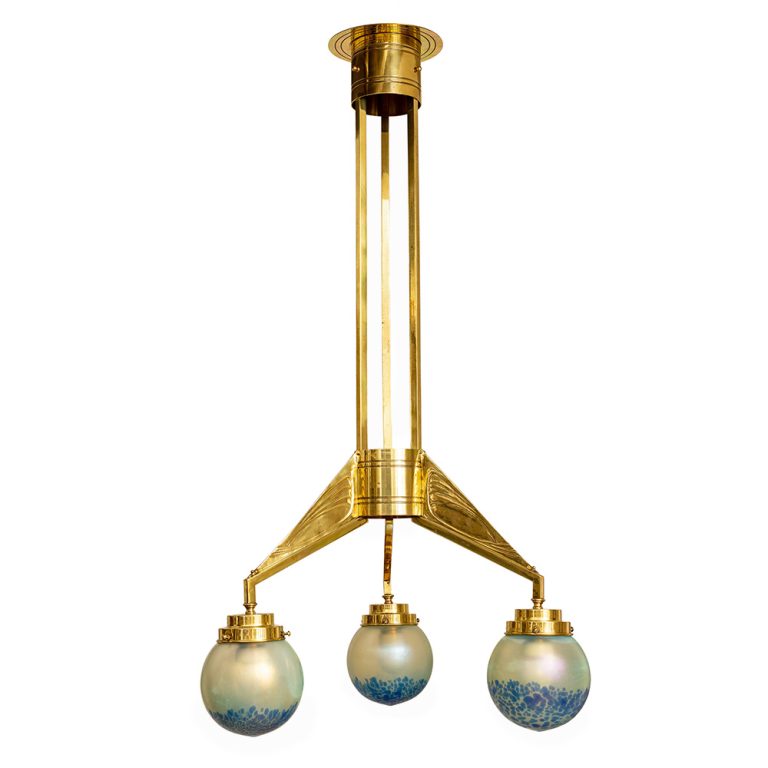 Luster mit Glaskugeln Loetz Orchis um 1902