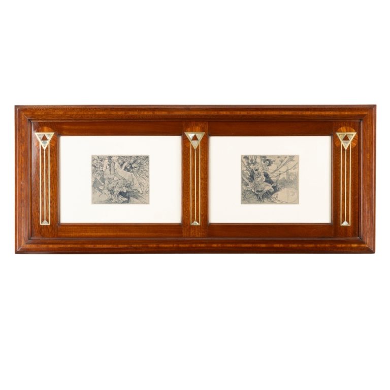 Bilderrahmen Josef Urban ca. 1904 mit originalen Alfons Mucha Drucken aus Ver Sacrum (1898)