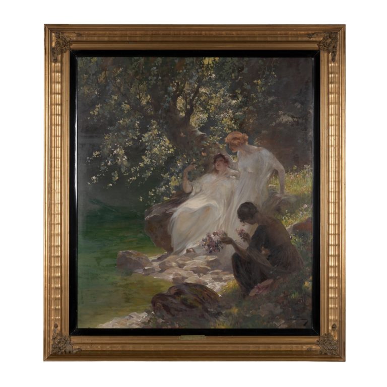 Ölgemälde „Am Ufer" Alois Hans Schram um 1901