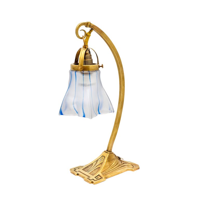 Table lamp Johann Loetz Witwe Zephyr mit Cobalt ca. 1905